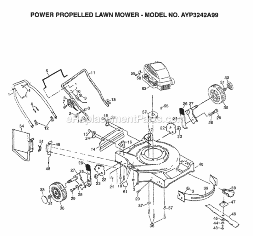 Page B Diagram and Parts List for 3242A99 1999 Husqvarna Lawn Mower