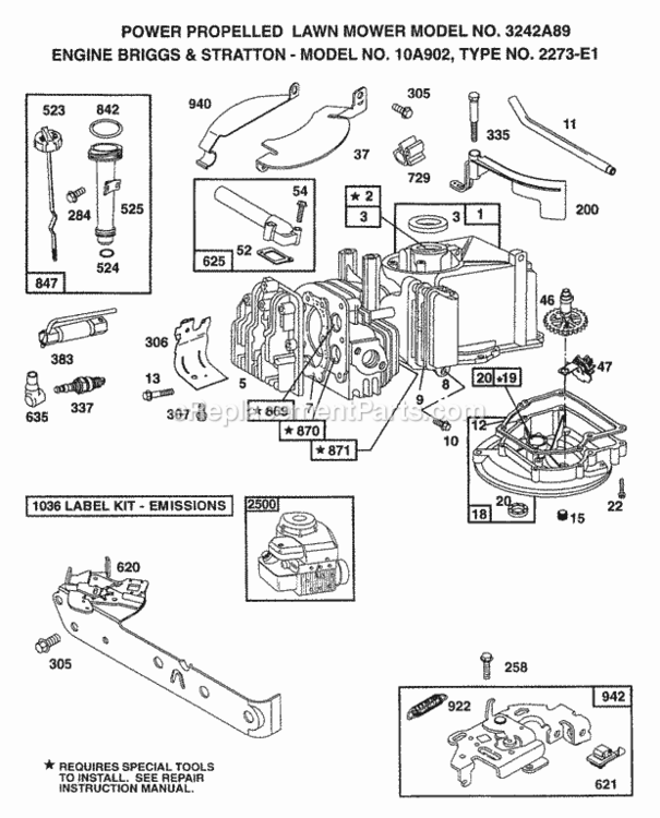 Page A Diagram and Parts List for 3242B89 1998 Husqvarna Lawn Mower