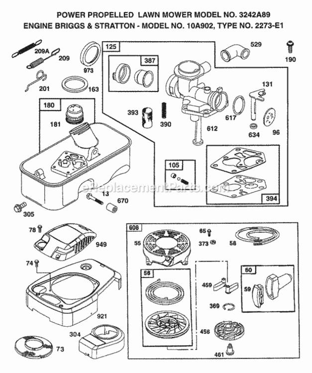 Page C Diagram and Parts List for 3242B89 1998 Husqvarna Lawn Mower