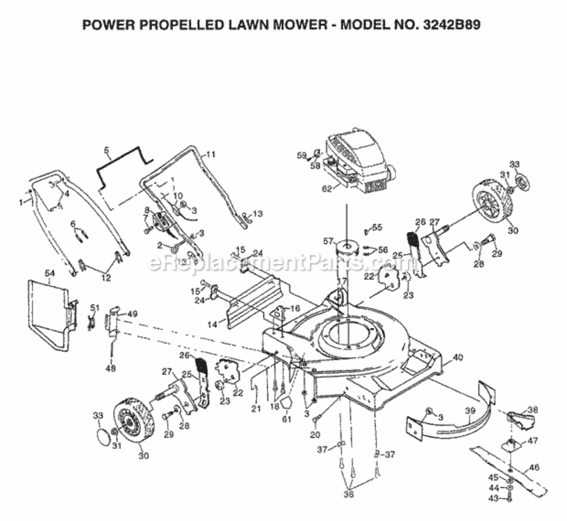 Page E Diagram and Parts List for 3242B89 1998 Husqvarna Lawn Mower