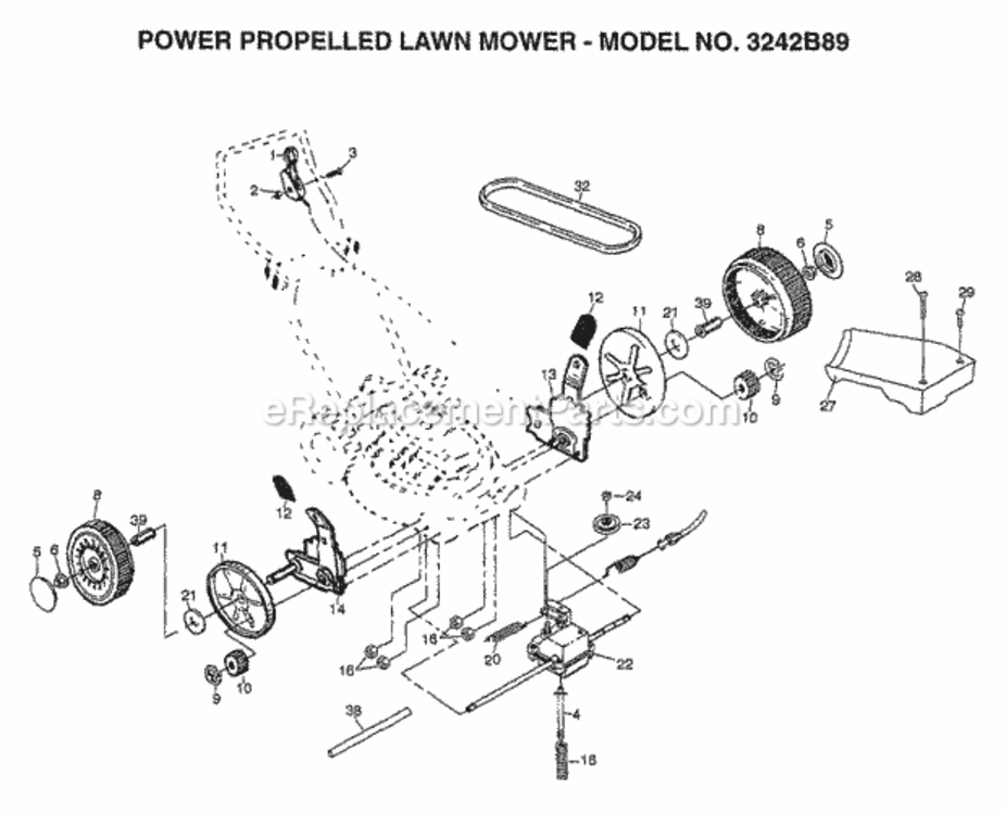 Page F Diagram and Parts List for 3242B89 1998 Husqvarna Lawn Mower