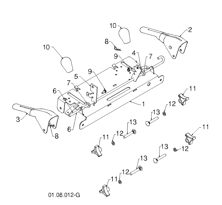 Handle 3 Diagram and Parts List for 5524ST (96191001612)(2012-08) Husqvarna Snow Blower
