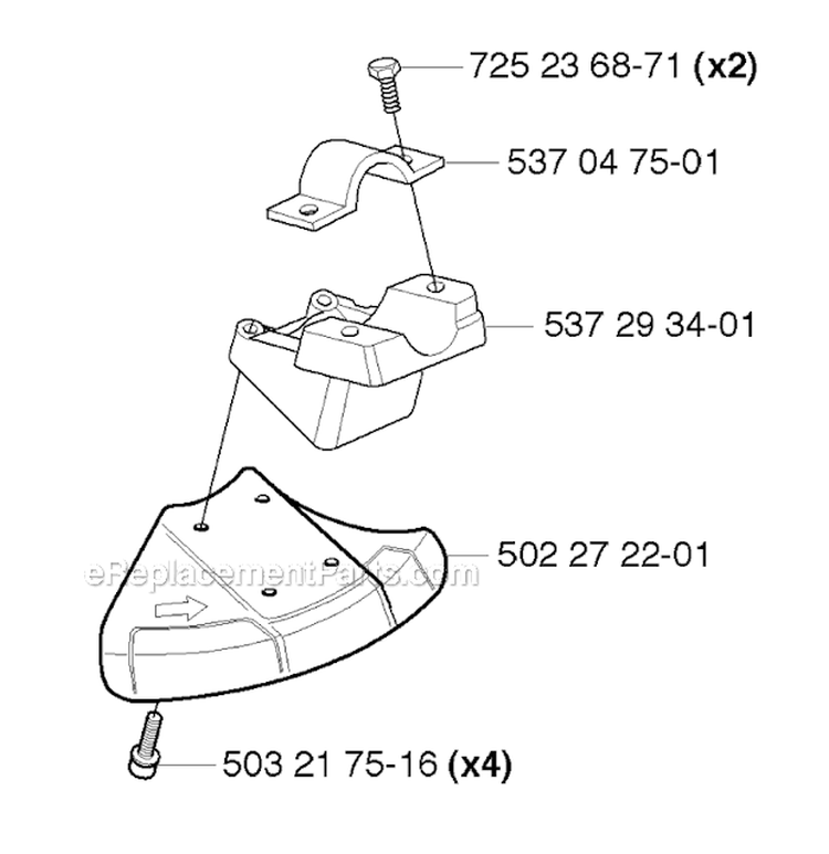 Guards 2 Diagram and Parts List for 324RX 2004-05 Husqvarna Brush Cutter