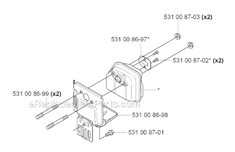 Muffler Diagram and Parts List for 324RX 2004-05 Husqvarna Brush Cutter