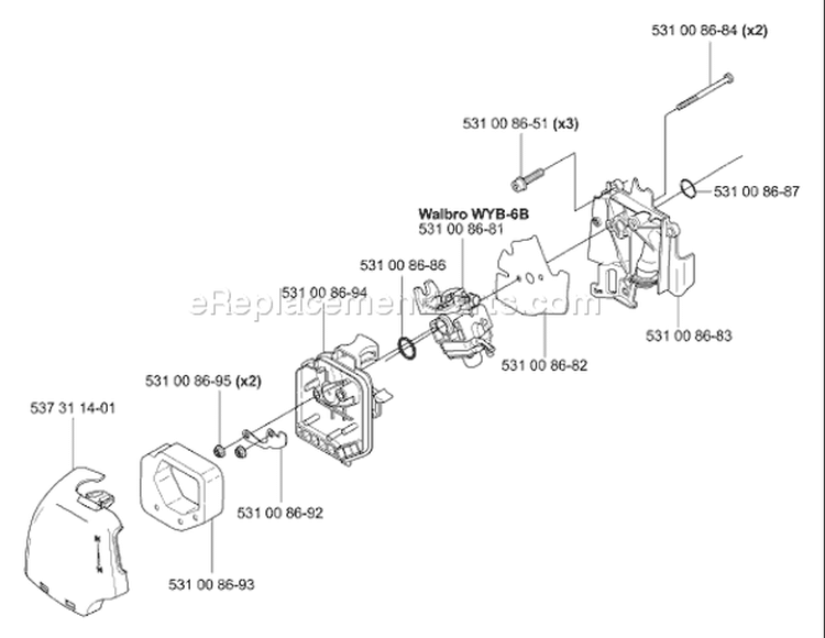 Page B Diagram and Parts List for 324 HDA 55X 2004-05 Husqvarna Hedge Trimmer