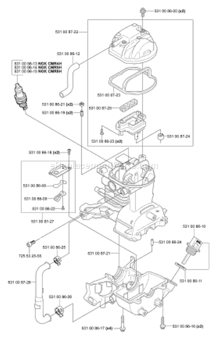 Page E Diagram and Parts List for 324 HDA 55X 2004-05 Husqvarna Hedge Trimmer