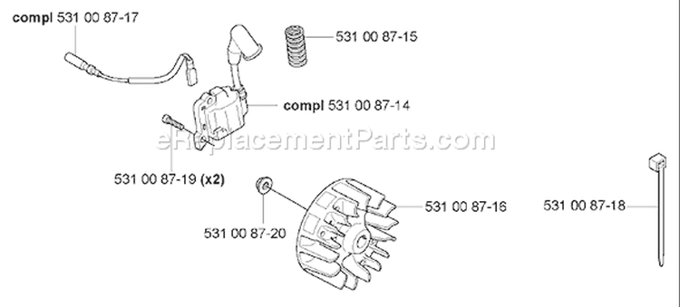 Page J Diagram and Parts List for 324 HDA 55x 2005-09 Husqvarna Leaf Blower / Vacuum