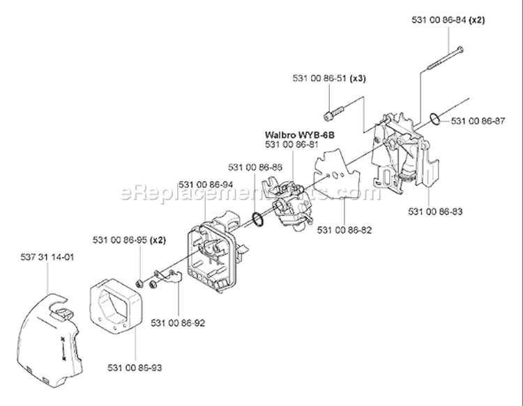 Page B Diagram and Parts List for 324 HDA 55x 2005-09 Husqvarna Leaf Blower / Vacuum