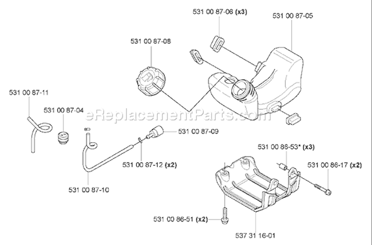 Page G Diagram and Parts List for 324 HDA 55x 2005-09 Husqvarna Leaf Blower / Vacuum