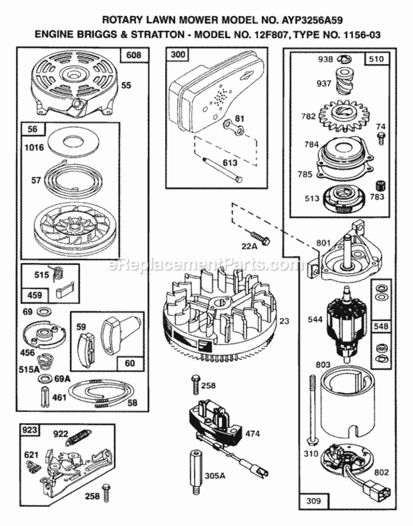 Page C Diagram and Parts List for 3256A59 1999 And Before Husqvarna Lawn Mower