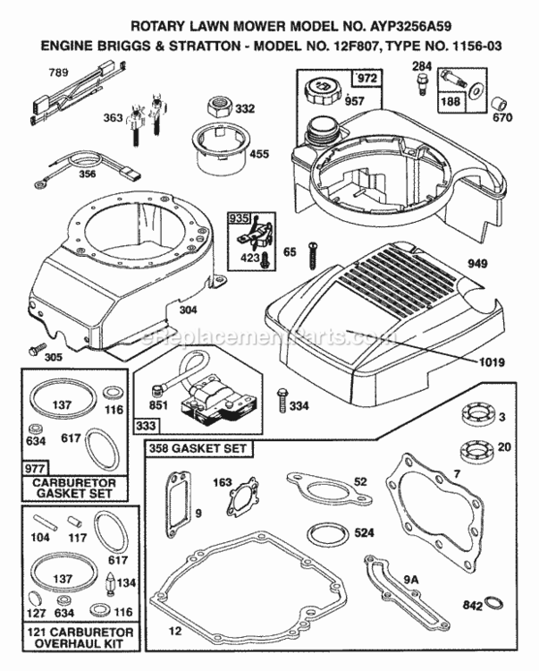Page D Diagram and Parts List for 3256A59 1999 And Before Husqvarna Lawn Mower