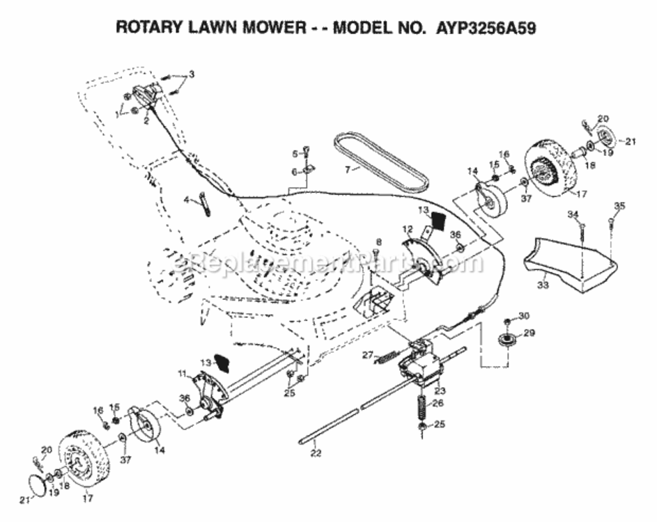 Page H Diagram and Parts List for 3256A59 1999 And Before Husqvarna Lawn Mower