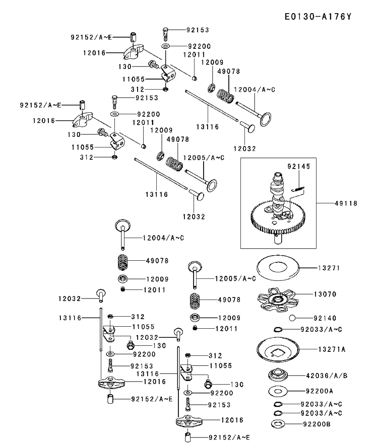 Valve And Camshaft Diagram and Parts List for FR730V-DS04 2017-09 Husqvarna Engine