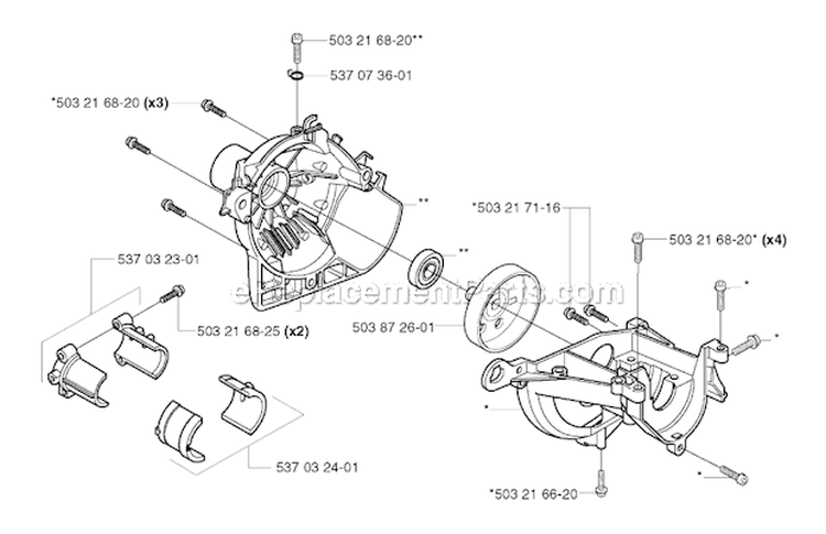 Crankcase Diagram and Parts List for 325RJX 2002-01 Husqvarna Brush Cutter
