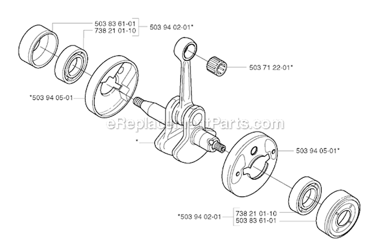 Crankshaft Diagram and Parts List for 325RJX 2002-01 Husqvarna Brush Cutter