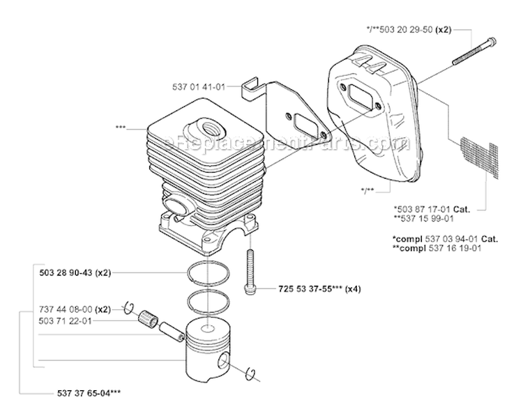 Muffler Diagram and Parts List for 325RJX 2005-05 Husqvarna Brush Cutter