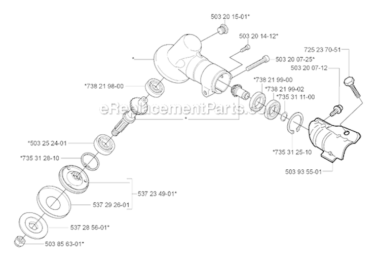 Bevel Gear Diagram and Parts List for 325RJX 2005-05 Husqvarna Brush Cutter