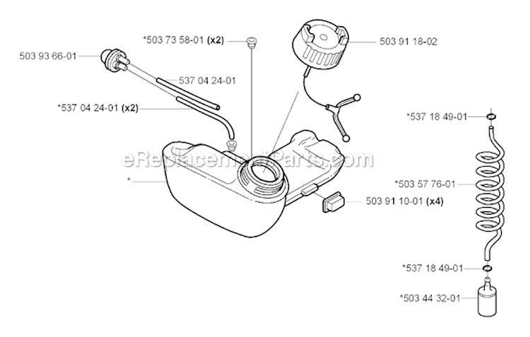 Fuel Tank Diagram and Parts List for 325RJX 2005-05 Husqvarna Brush Cutter