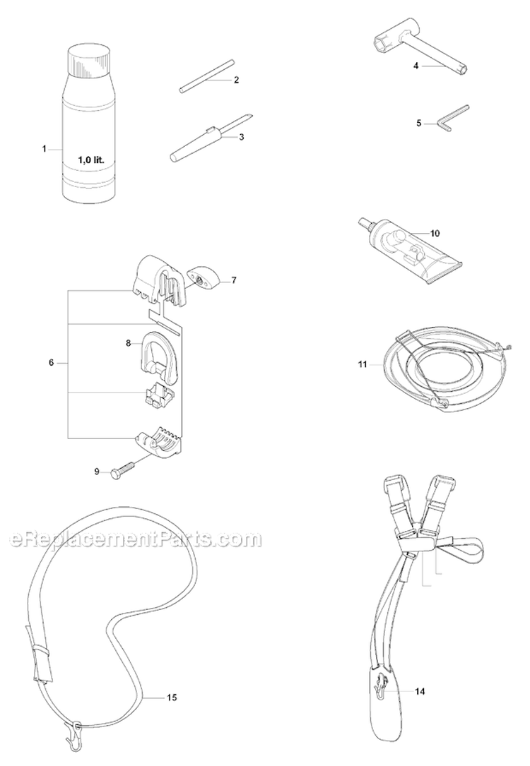 Accessories Diagram and Parts List for 325RJX 2008-03 Husqvarna Brush Cutter