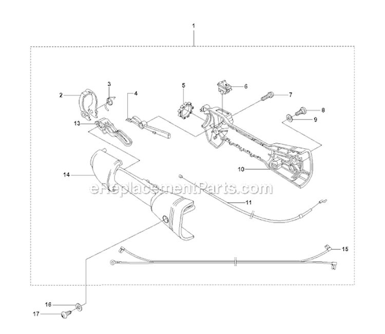 Handle  Controls Diagram and Parts List for 325RJX 2008-03 Husqvarna Brush Cutter