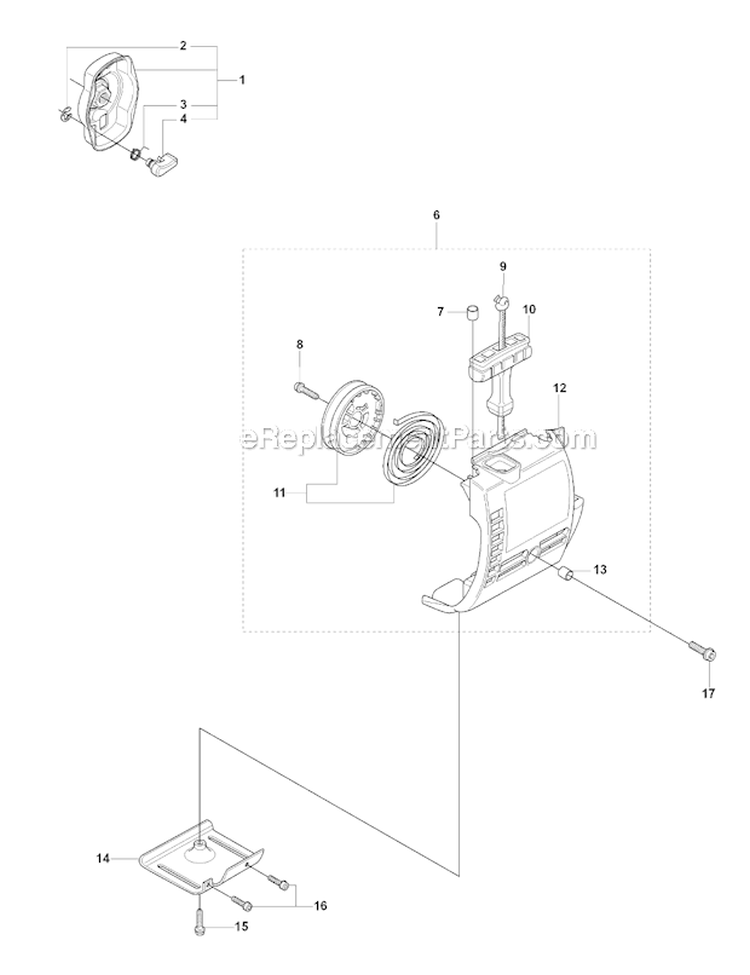 Starter 1 Diagram and Parts List for 325RJX 2008-03 Husqvarna Brush Cutter