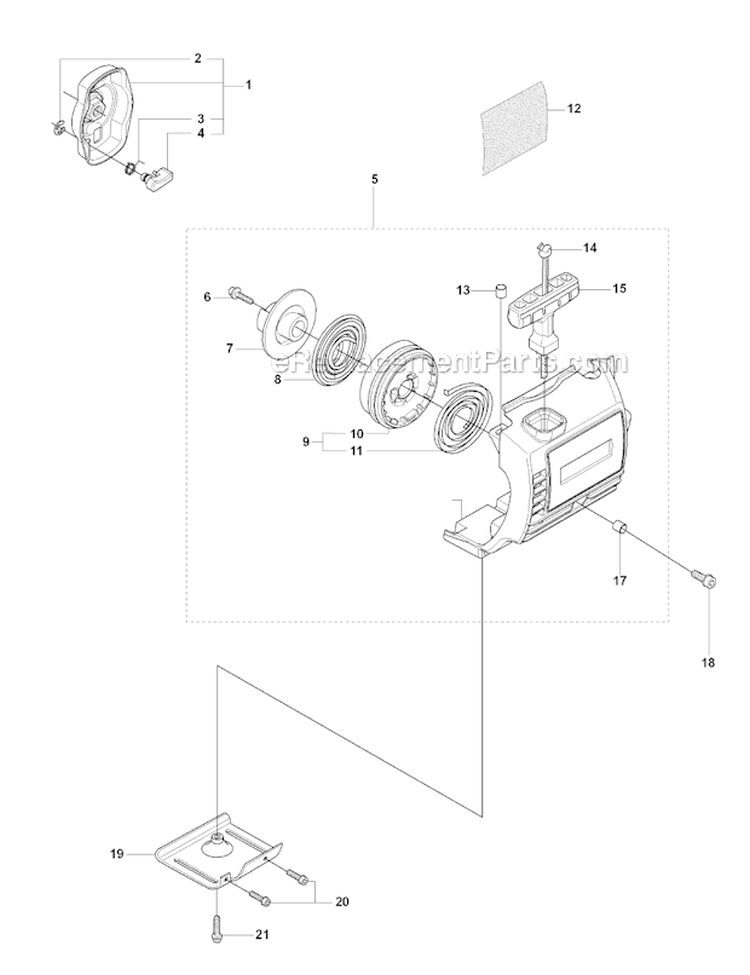 Starter 2 Diagram and Parts List for 325RJX 2008-03 Husqvarna Brush Cutter