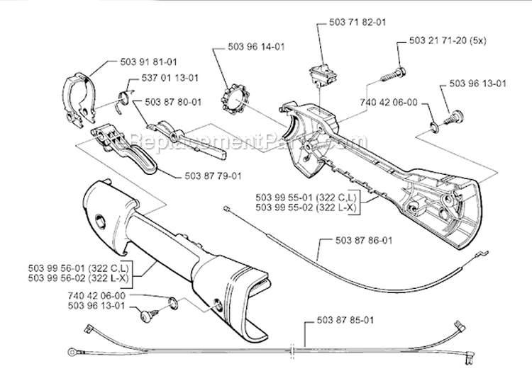 Throttle Controls Diagram and Parts List for 325RX 1999-03 Husqvarna Brush Cutter