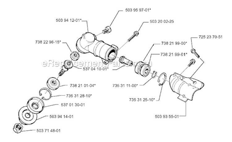 Bevel Gear Diagram and Parts List for 325RX 1999-03 Husqvarna Brush Cutter
