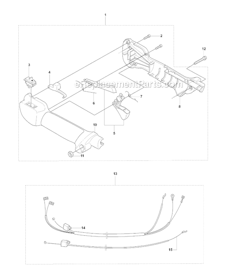 Handle  Controls Diagram and Parts List for 325RX 2008-03 Husqvarna Brush Cutter