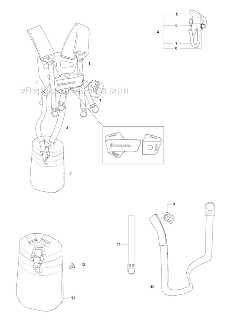 Harness Diagram and Parts List for 325RX 2008-03 Husqvarna Brush Cutter