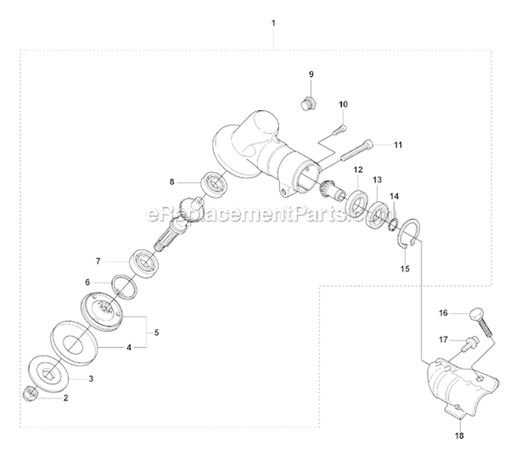 Bevel Gear Diagram and Parts List for 325RX 2008-03 Husqvarna Brush Cutter