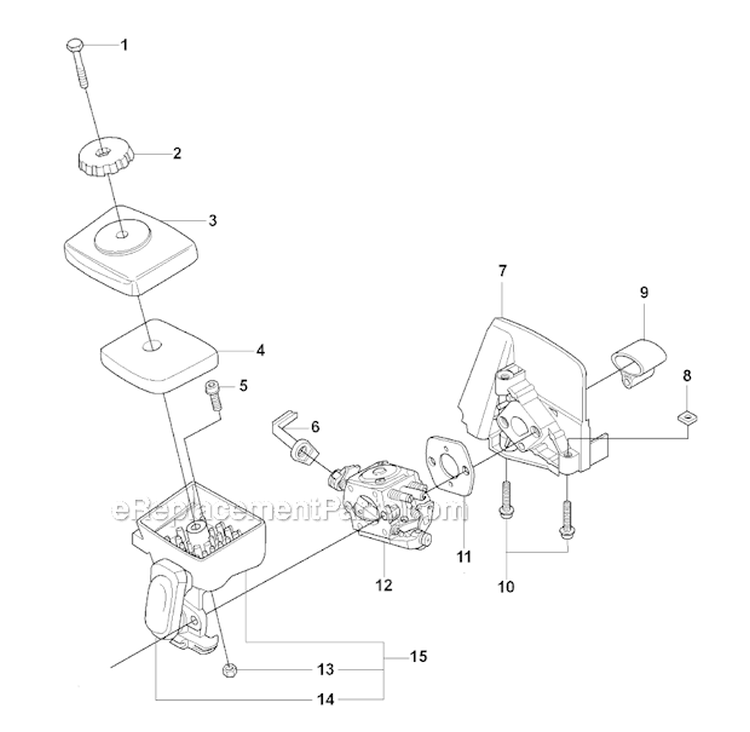 Carburetor  Air Filter Diagram and Parts List for 325RX 2008-03 Husqvarna Brush Cutter