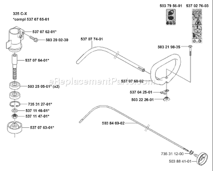 Page L Diagram and Parts List for 325CX 325 CX 2000-04 Husqvarna Trimmer