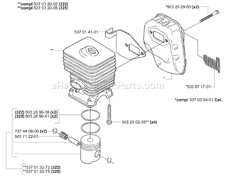 Page K Diagram and Parts List for 325 E X-Series 2001-01 Husqvarna Edger