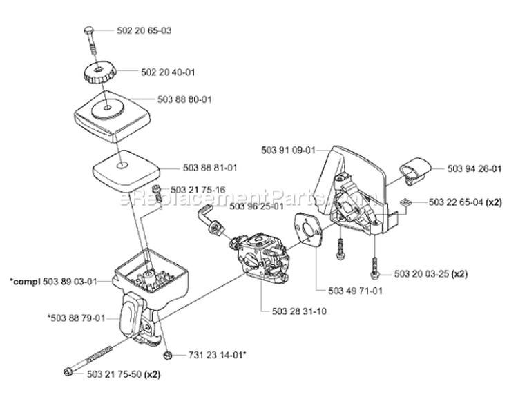 Page E Diagram and Parts List for 325 E X-Series 2001-01 Husqvarna Edger