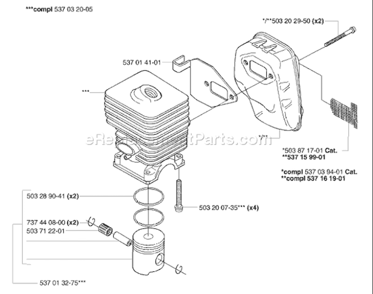 Page J Diagram and Parts List for 325 E X-Series 2006-04 Husqvarna Edger