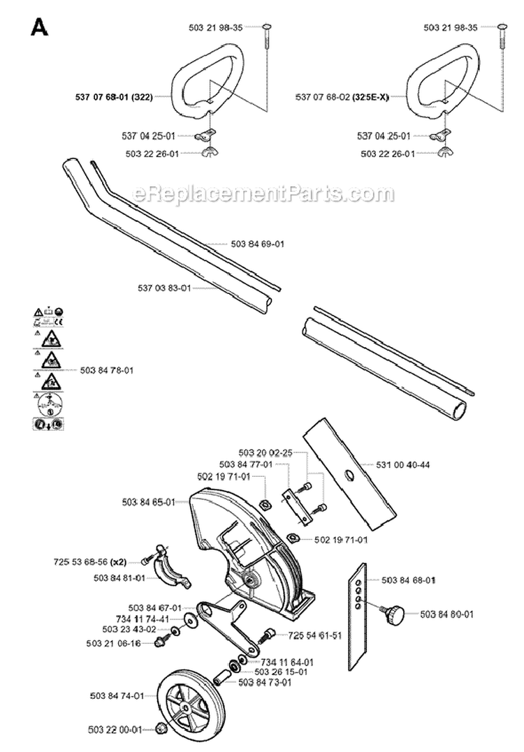 Page K Diagram and Parts List for 325 E X-Series 2006-04 Husqvarna Edger
