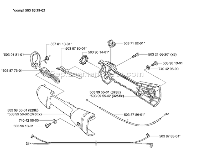 Page M Diagram and Parts List for 325 E X-Series 2006-04 Husqvarna Edger