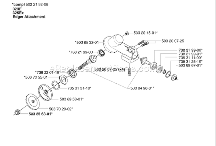 Page H Diagram and Parts List for 325 E X-Series 2006-04 Husqvarna Edger