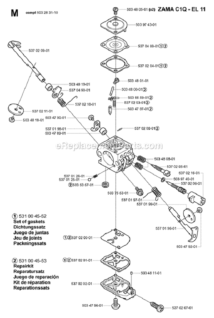 Page D Diagram and Parts List for 325 E X-Series E-Tech 2 -2001-01 Husqvarna Edger