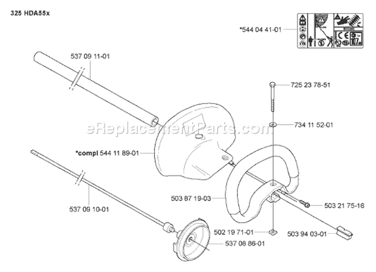 Page K Diagram and Parts List for 325 HDA 55x 2005-10 Husqvarna Hedge Trimmer