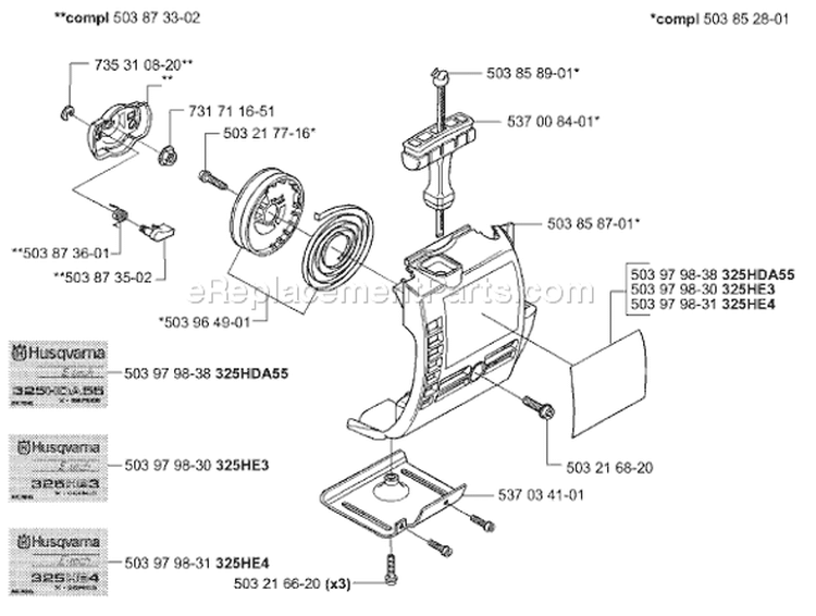 Page M Diagram and Parts List for 325HE3 325 HE 3 2001-01 Husqvarna Hedge Trimmer