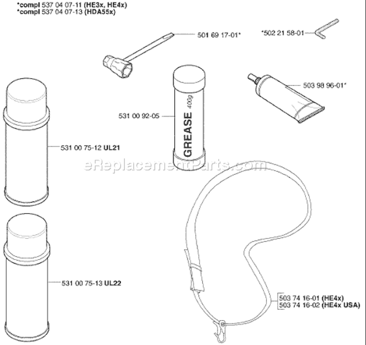 Page A Diagram and Parts List for 325 HDA 55 X-Series 2003-01 Husqvarna Hedge Trimmer
