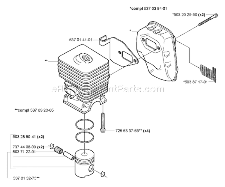 Page L Diagram and Parts List for 325 HE 3x 2005-02 Husqvarna Hedge Trimmer