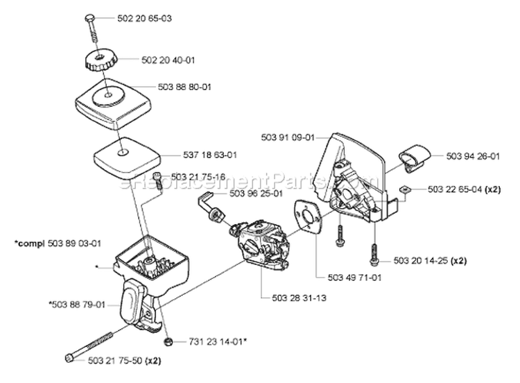 Page B Diagram and Parts List for 325 HE 3x 2005-02 Husqvarna Hedge Trimmer