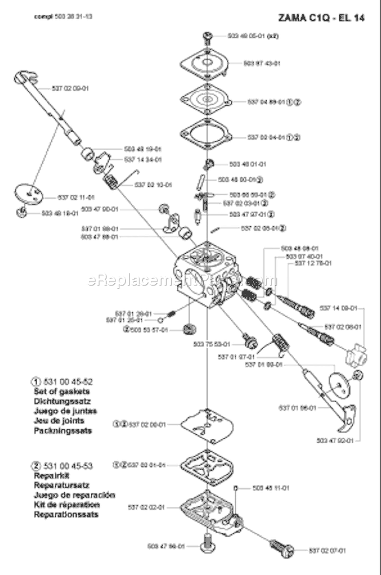 Page C Diagram and Parts List for 325 HE 3x 2005-02 Husqvarna Hedge Trimmer