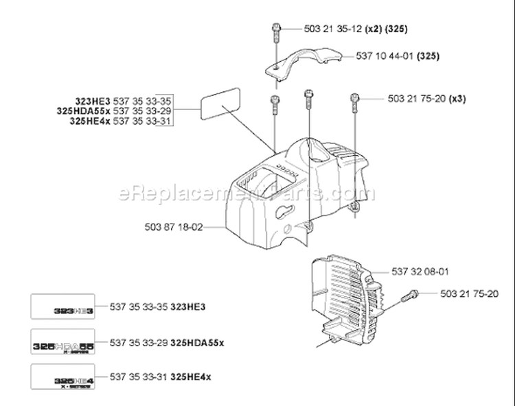 Page D Diagram and Parts List for 323HE3 323 HE 3 2005-09 Husqvarna Hedge Trimmer