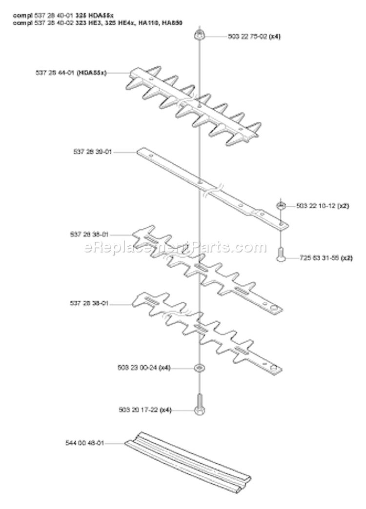 Page H Diagram and Parts List for 325 HDA 55x 2005-09 Husqvarna Hedge Trimmer