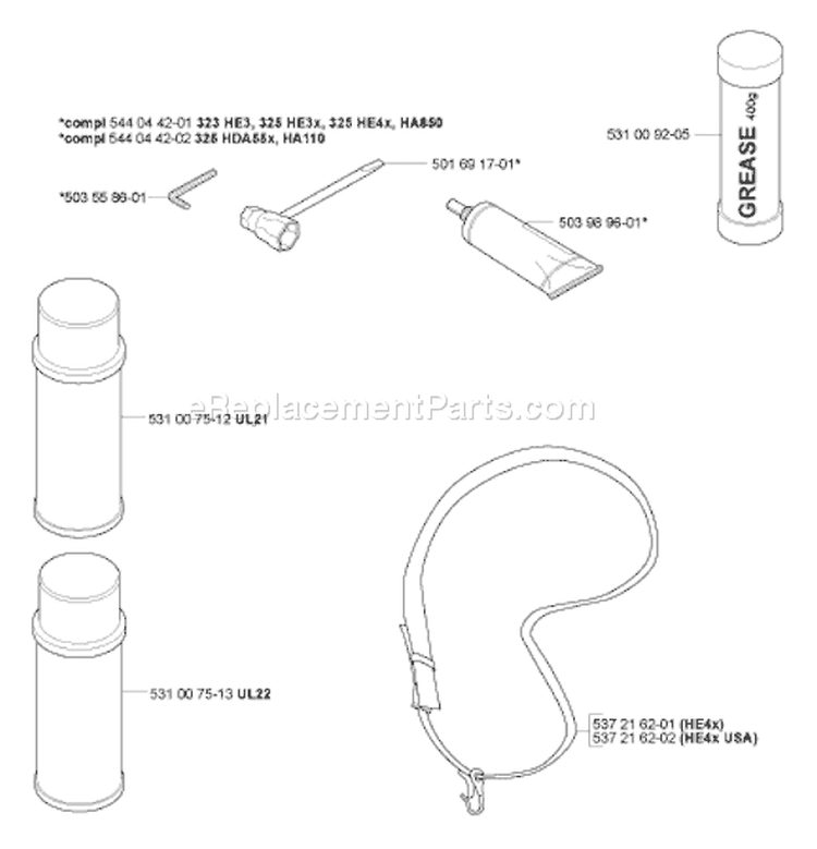 Page A Diagram and Parts List for 325 HDA 55x 2005-10 Husqvarna Hedge Trimmer
