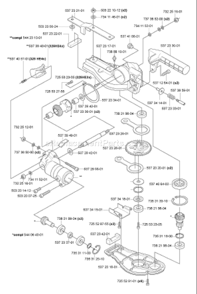 Page K Diagram and Parts List for 325 HE 4x 2005-10 Husqvarna Hedge Trimmer